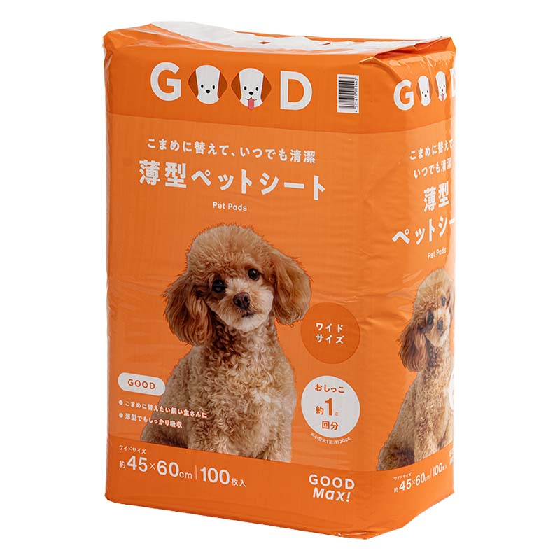 こまめに替えて、いつまでも清潔 薄型ペットシート ワイドサイズ 45×60cm 100枚入