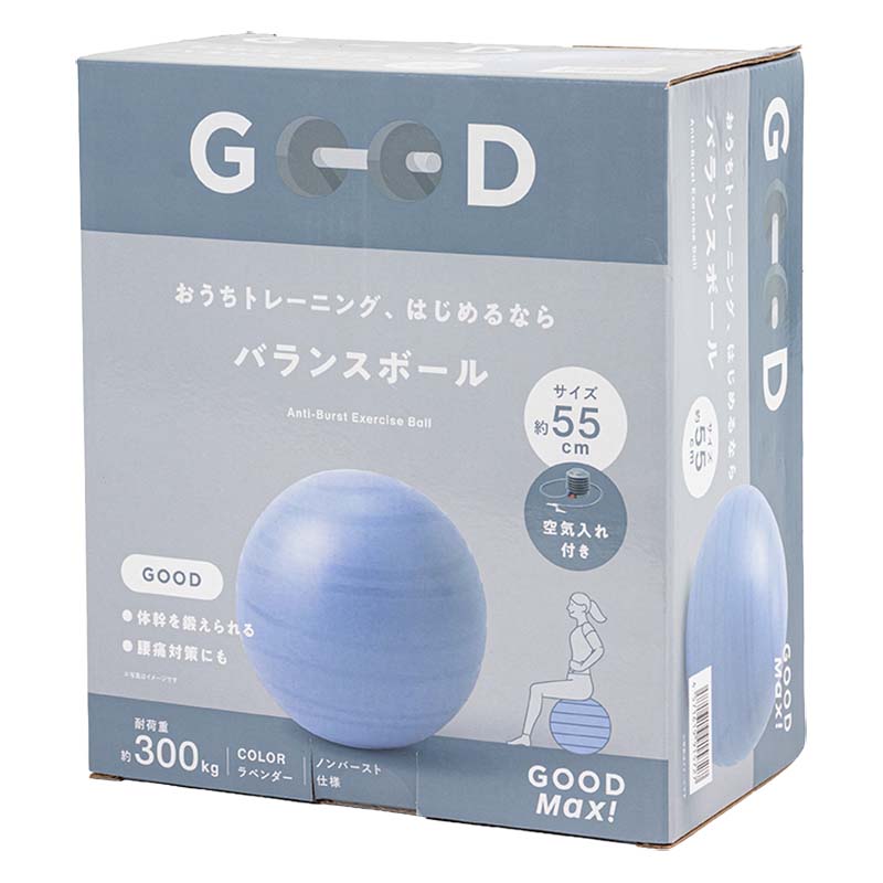 おうちトレーニング、はじめるなら バランスボール 55cm ラベンダー 空気入れ付き