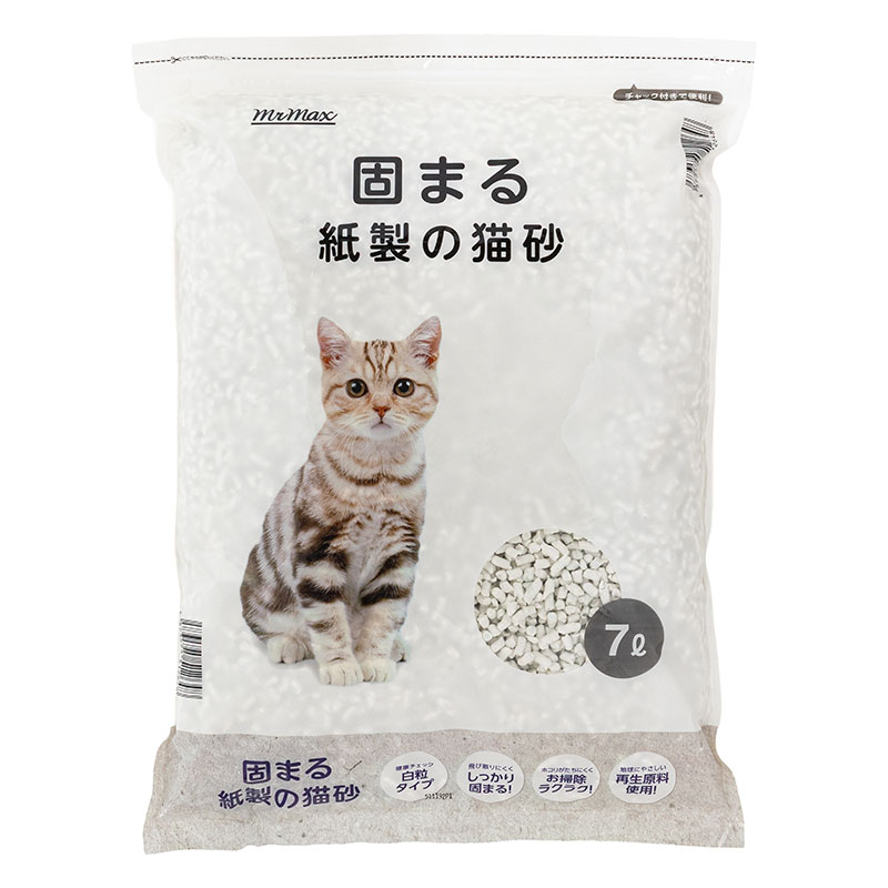 固まる紙製の猫砂白粒タイプ 7L