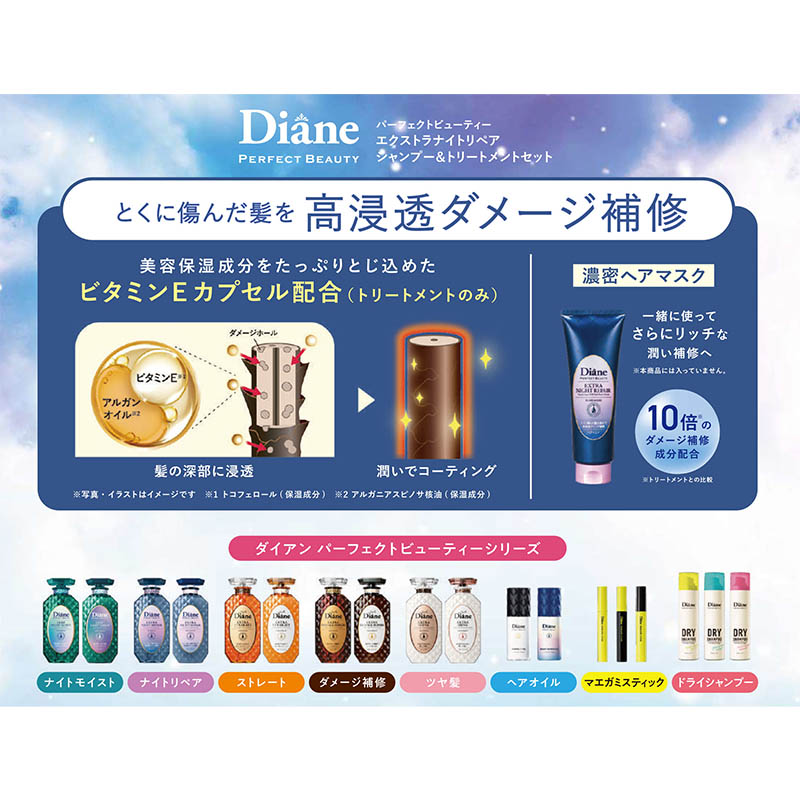 ダイアン パーフェクトビューティー エクストラナイトリペア シャンプー＆トリートメントセット 450ml×2