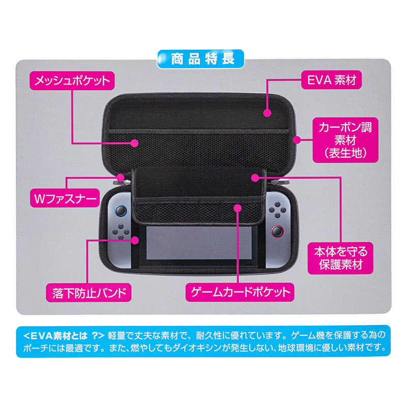 Switch2用カーボンEVAポーチ ブラック ALG-NNSEVBK