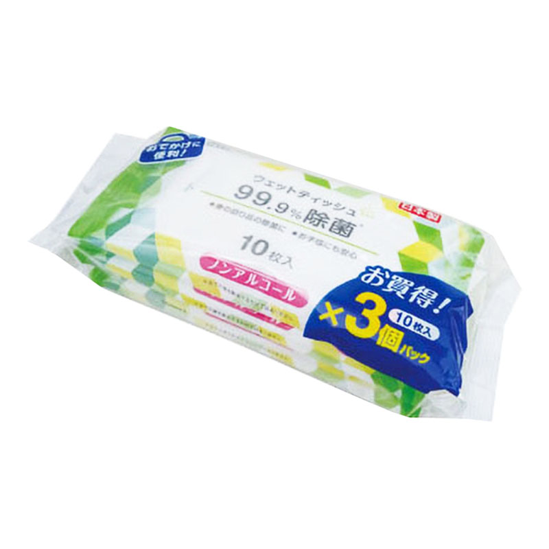 ノンアルコール除菌ポケットウェットティッシュ 10枚×3パック