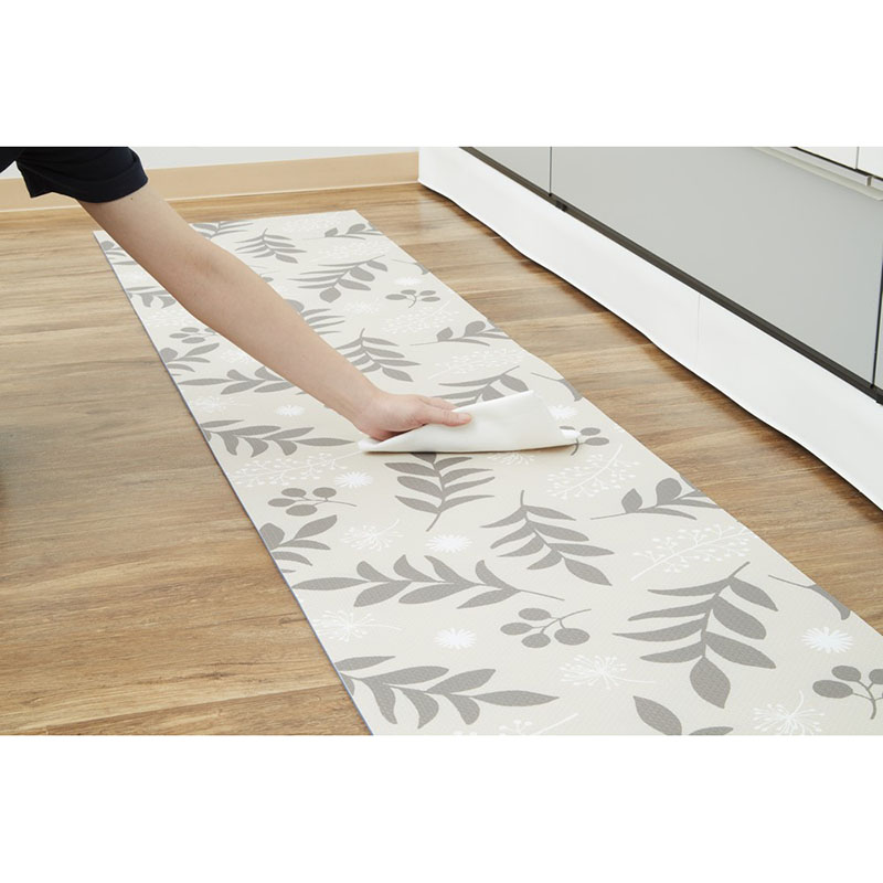 拭けるキッチンマット 45×180cm リーフ