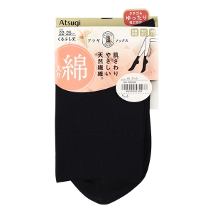 婦人 ソックス 綿 くるぶし丈 ブラック 22-25cm