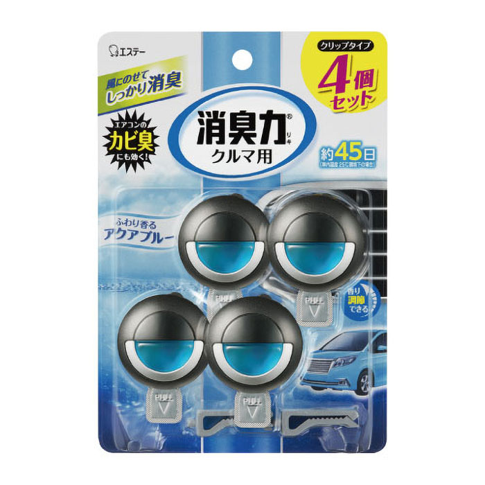 クルマの消臭力クリップタイプ4P 12.8ml アクアブルー
