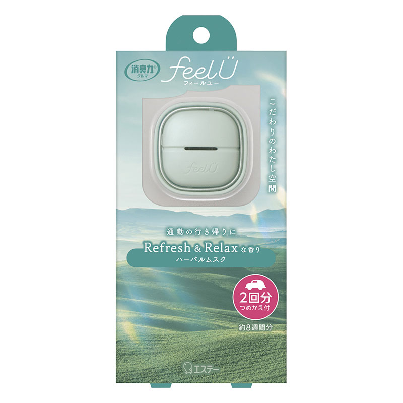 消臭力 クルマ用 feelU クリップタイプ ハーバルムスク 2回分(本体＋つめかえ付き)
