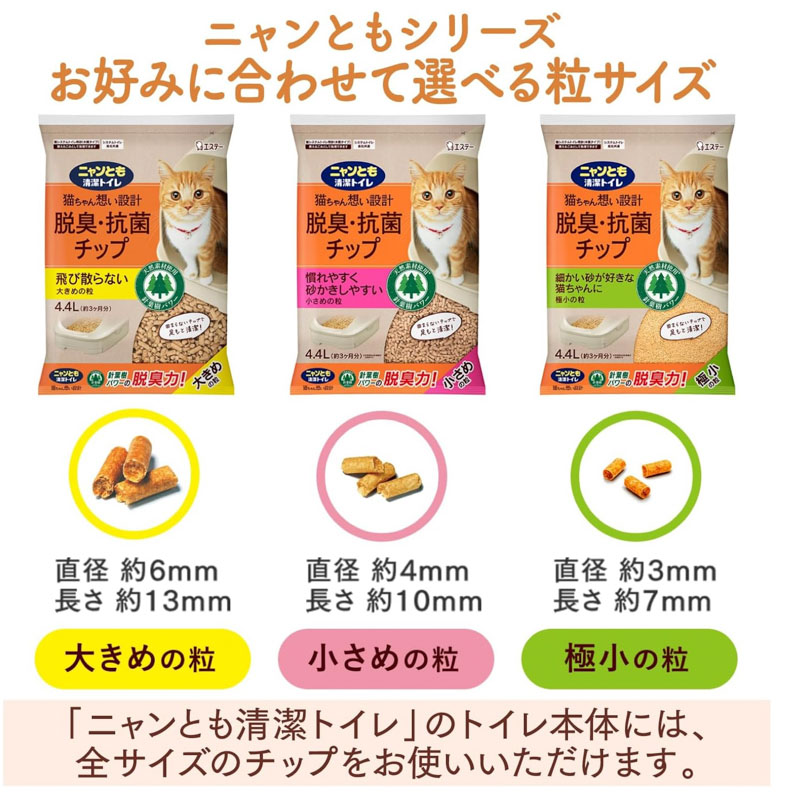 ニャンとも清潔トイレ チップ 猫砂 脱臭・抗菌チップ 極小の粒 大容量 4.4L