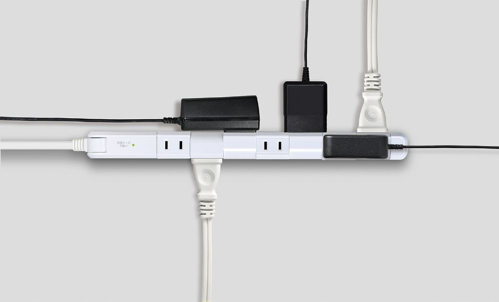 耐雷スリム回転電源タップ 7個口2m WBS-SL702SB(W)
