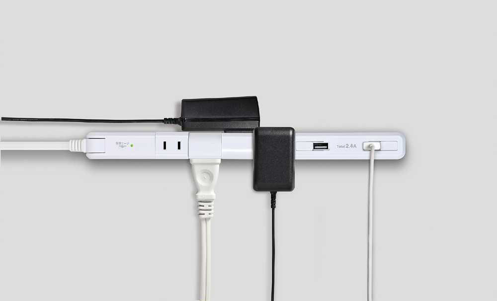 耐雷4PスリムUSB電源タップ WBS-SL402USB(W)