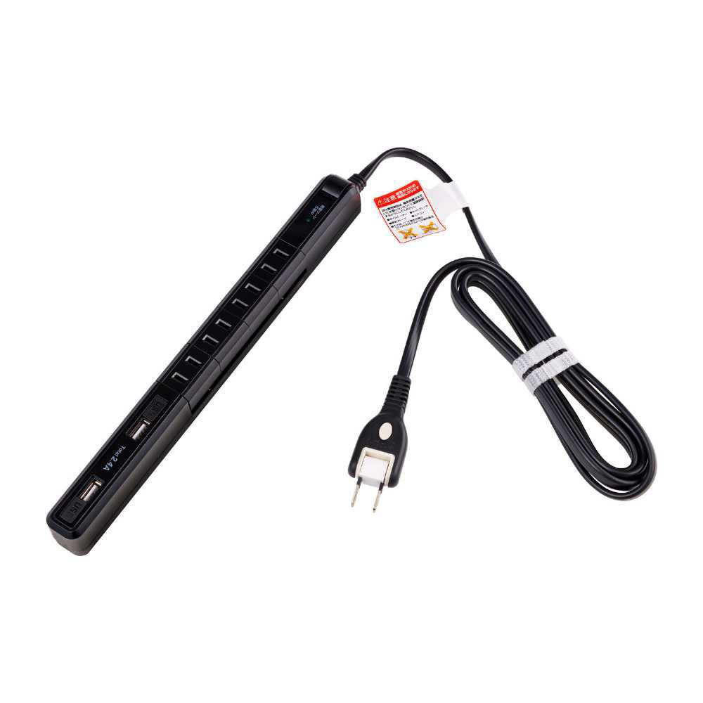 耐雷4PスリムUSB電源タップ WBS-SL402USB(BK)