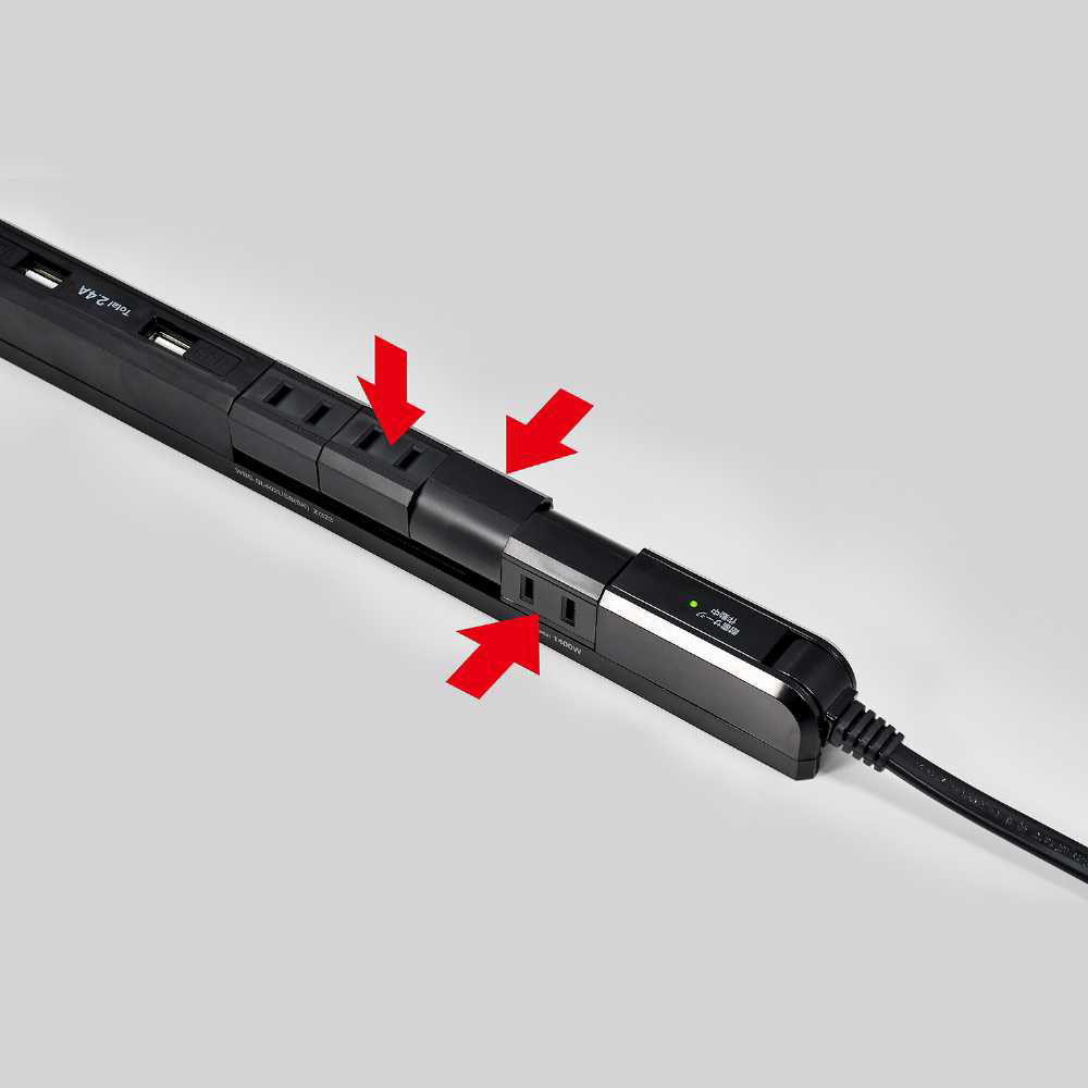 耐雷4PスリムUSB電源タップ WBS-SL402USB(BK)
