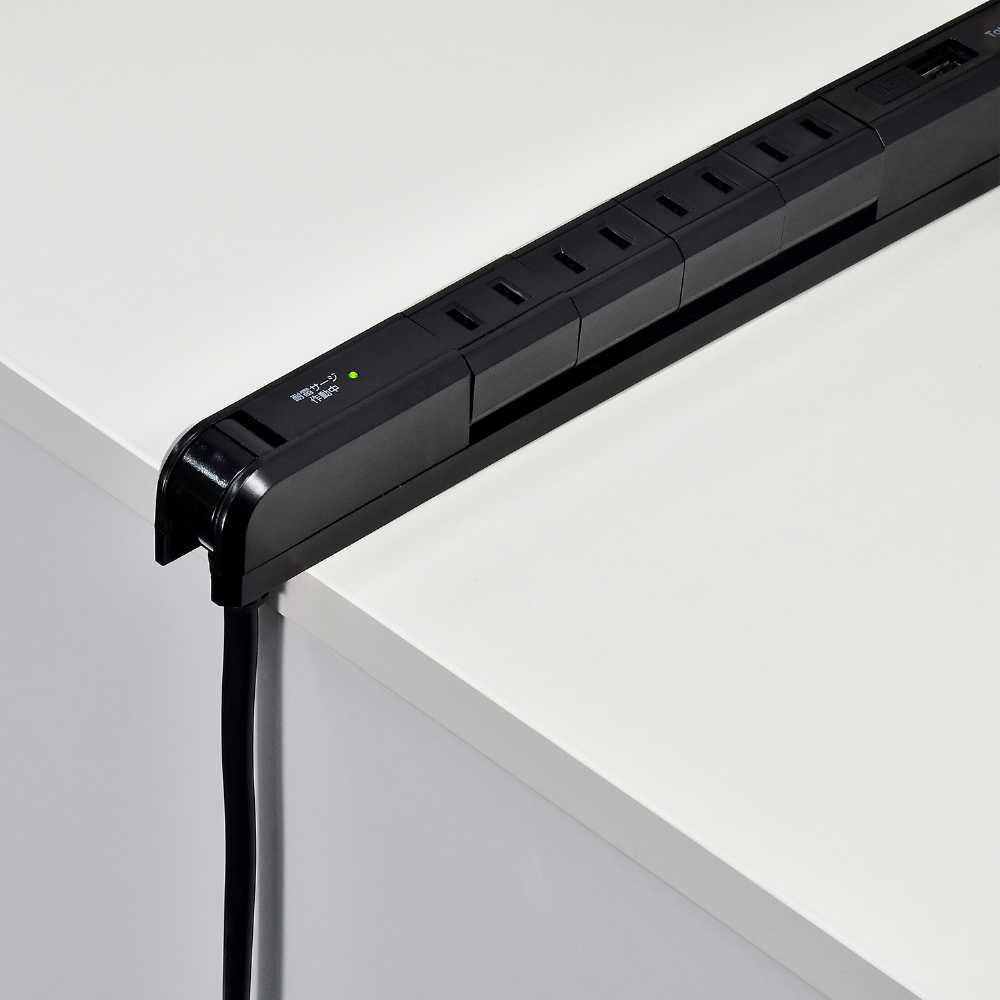 耐雷4PスリムUSB電源タップ WBS-SL402USB(BK)