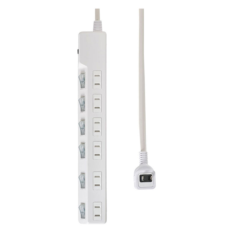 耐雷スイッチ付タップ (ブレーカー付) 6個口 2m WLK-62B(W)