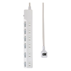耐雷スイッチ付タップ (ブレーカー付) 6個口 3m WLK-63B(W)