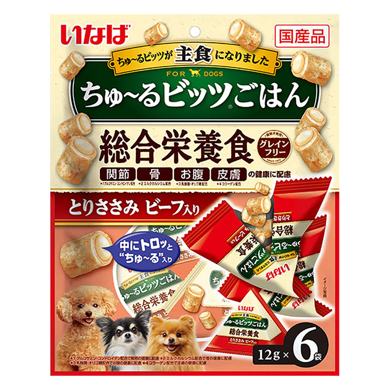 ちゅ～るビッツごはん とりささみ ビーフ入り 6袋入り