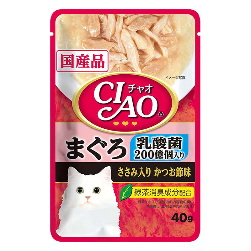 CIAOパウチ 乳酸菌入り まぐろ ささみ入り かつお節味 40g