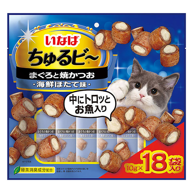 CIAO ちゅるビ~  まぐろと焼かつお 海鮮ほたて味 18袋入り