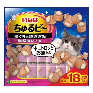 CIAO ちゅるビ~ まぐろと焼ささみ 海鮮ほたて味 (10g×18袋)