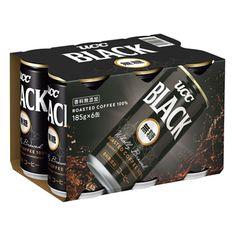 ブラック無糖 185g×6缶パック 1パック