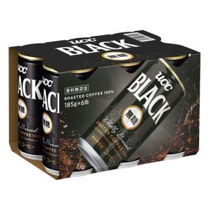 ブラック無糖 185g×6缶パック 1パック