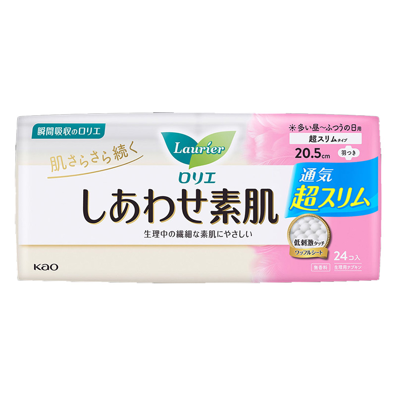 ロリエ しあわせ素肌 通気超スリム ふつうの日用 羽つき 24枚