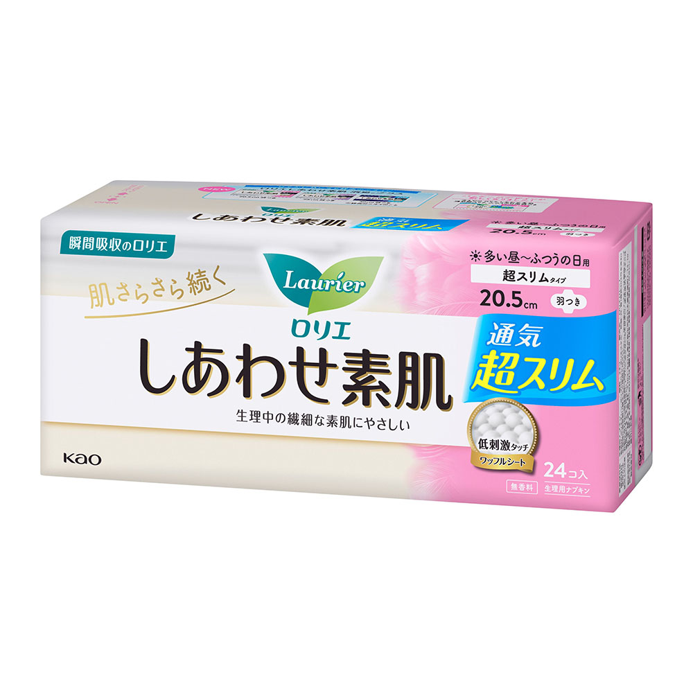 ロリエ しあわせ素肌 通気超スリム ふつうの日用 羽つき 24枚