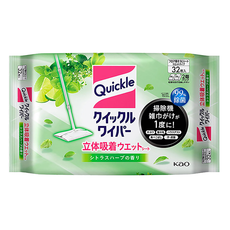 クイックルワイパー 立体吸着ウエットシート シトラスハーブ 32枚 シトラスハーブの香り