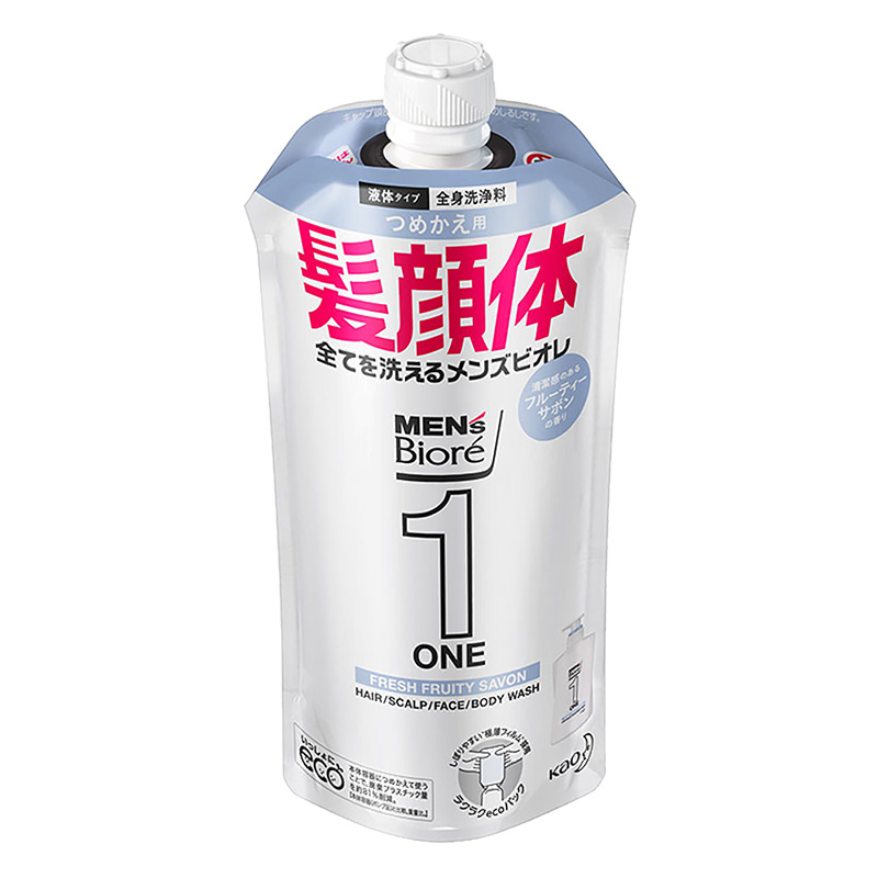 メンズビオレ ONE オールインワン全身洗浄料 清潔感のあるフルーティーサボンの香り つめかえ用 340ml