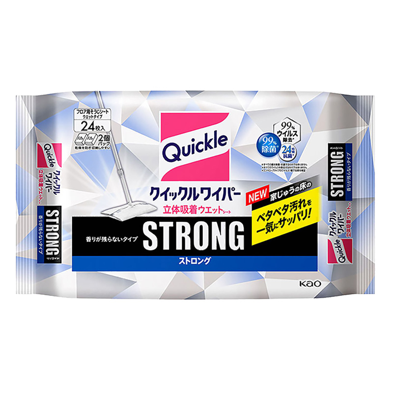 クイックルワイパー 立体吸着ウエットシート ストロング 24枚 香りが残らないタイプ