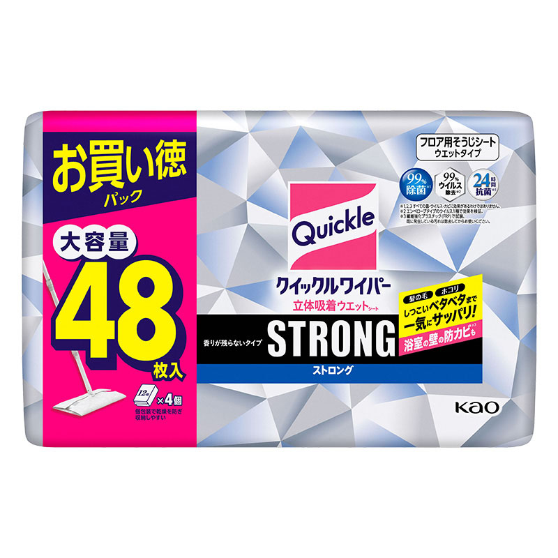 クイックルワイパー 立体吸着ウエットシート ストロング ジャンボパック 48枚
