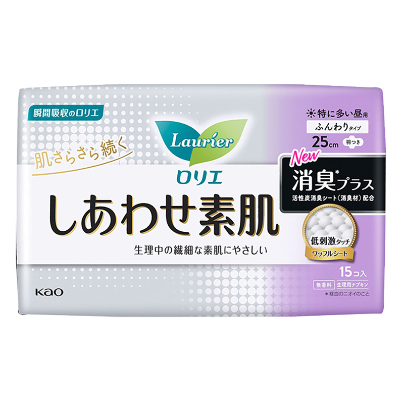 ロリエ しあわせ素肌 消臭プラス 特に多い昼用 25cm 羽つき15個入