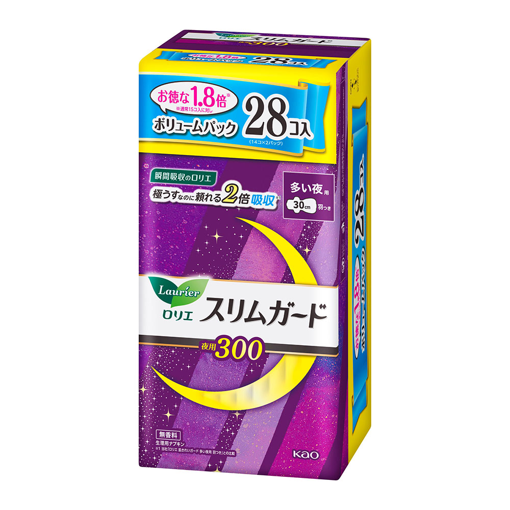 ロリエ スリムガード 多い夜用 300 羽つき 28個入 【医薬部外品】