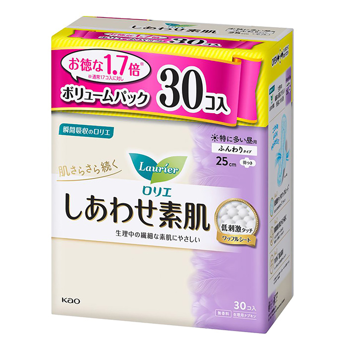 ロリエしあわせ素肌 特に多い昼用羽つき 30個入 【医薬部外品】