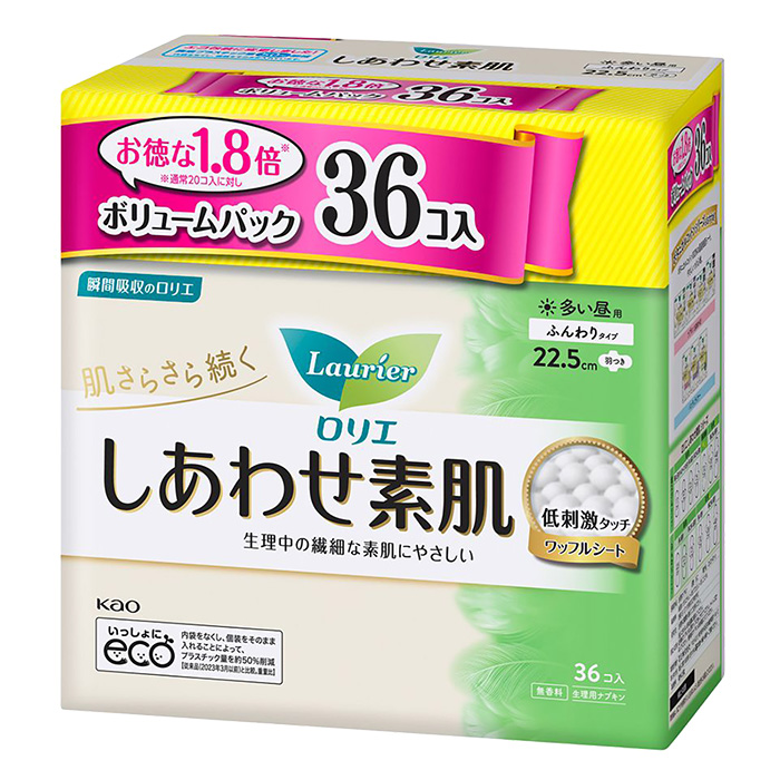 ロリエしあわせ素肌 多い昼用羽つき 36個入 【医薬部外品】