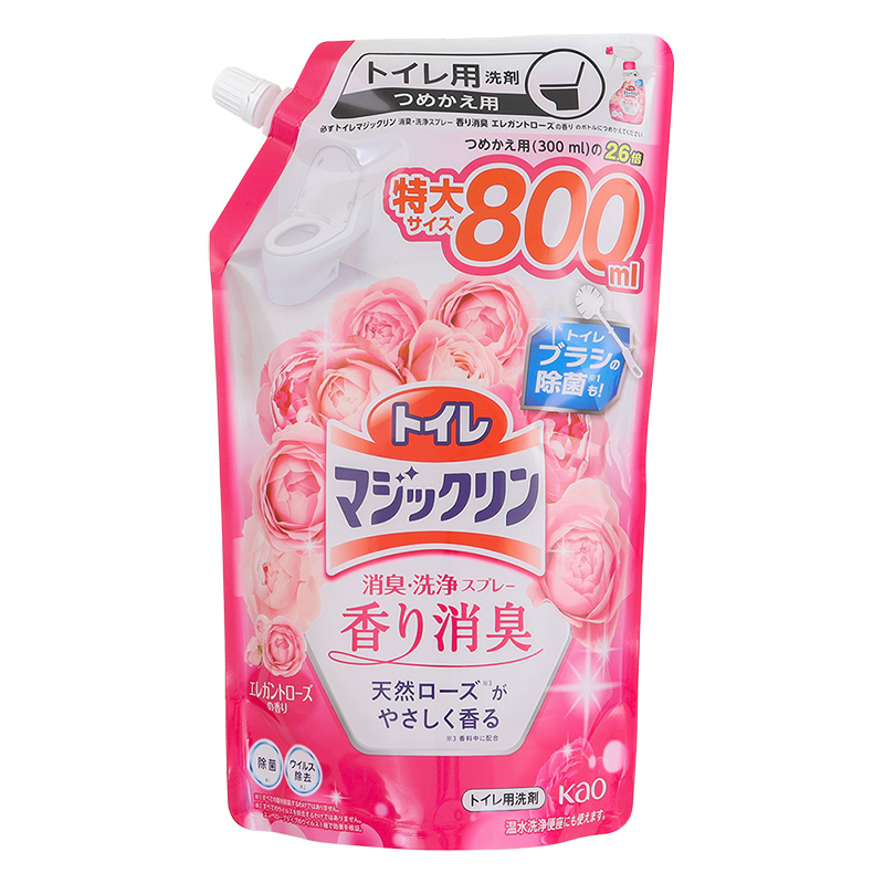 トイレマジックリン消臭・洗浄スプレー 香り消臭 エレガントローズの香り つめかえ用 800ml