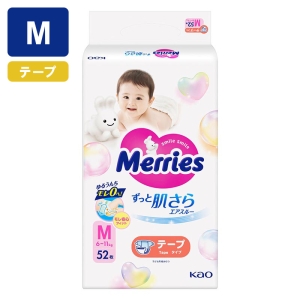 メリーズ エアスルー テープ Mサイズ 52枚入り