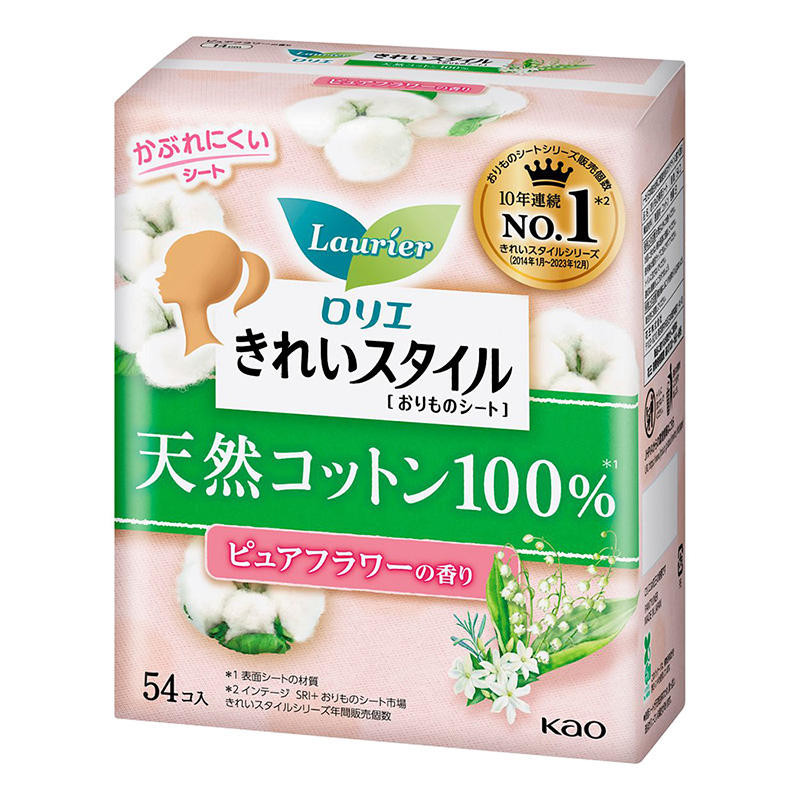ロリエ きれいスタイル 天然コットン100% ピュアフラワーの香り 54コ入