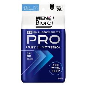 メンズビオレ 顔もふけるボディシートPRO ホワイトサボンの香り 26枚