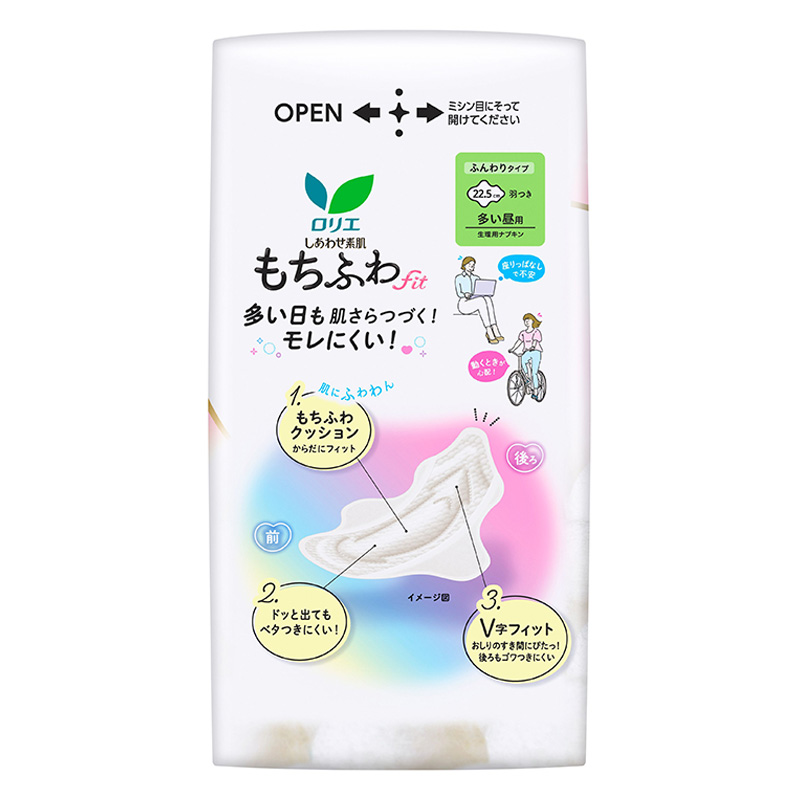 ロリエ しあわせ素肌 もちふわfit 多い昼用 22.5cm 羽つき ボリュームパック30個【医薬部外品】