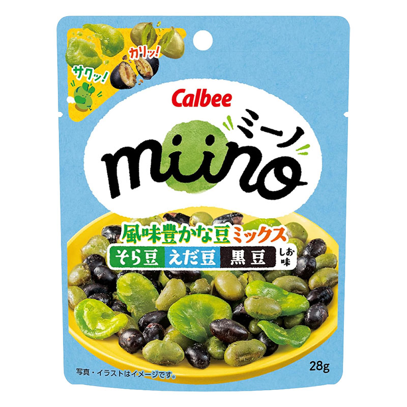 miino 風味豊かな豆ミックス そら豆えだ豆黒豆しお味 28g