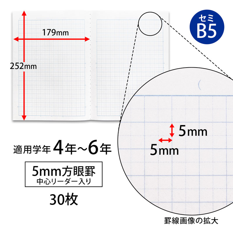 SCHOOL NOTE チェック柄 5mm方眼罫 バイオレット