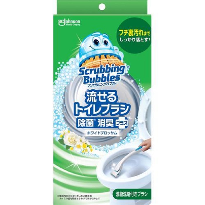 スクラビングバブル 流せるトイレブラシ 本体 ホワイトブロッサム 1セット