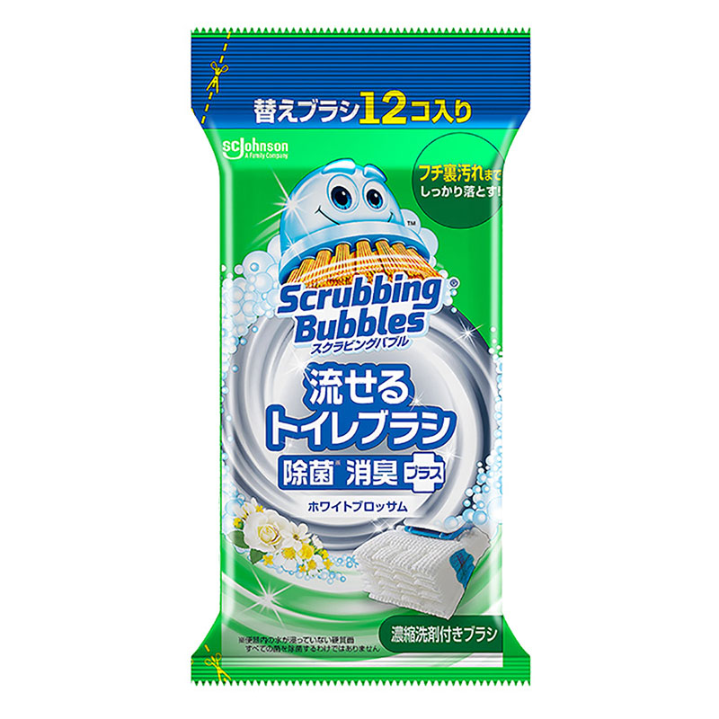 スクラビングバブル 流せるトイレブラシ ホワイトブロッサム 付替ブラシ 1パック(12個)