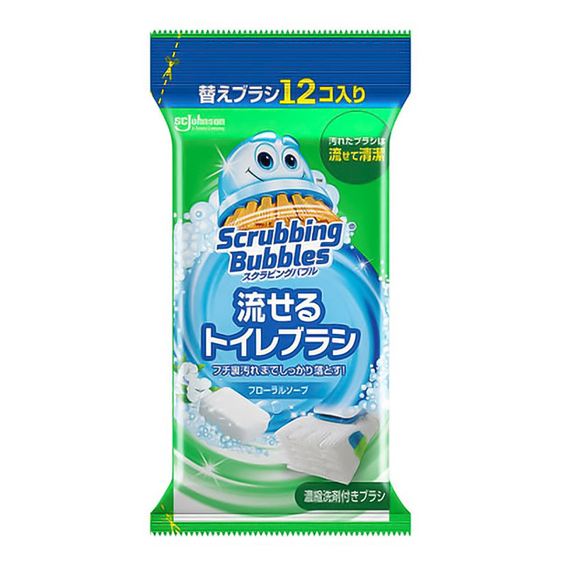 スクラビングバブル 流せるトイレブラシ フローラルソープ 付替ブラシ 1パック(12個)