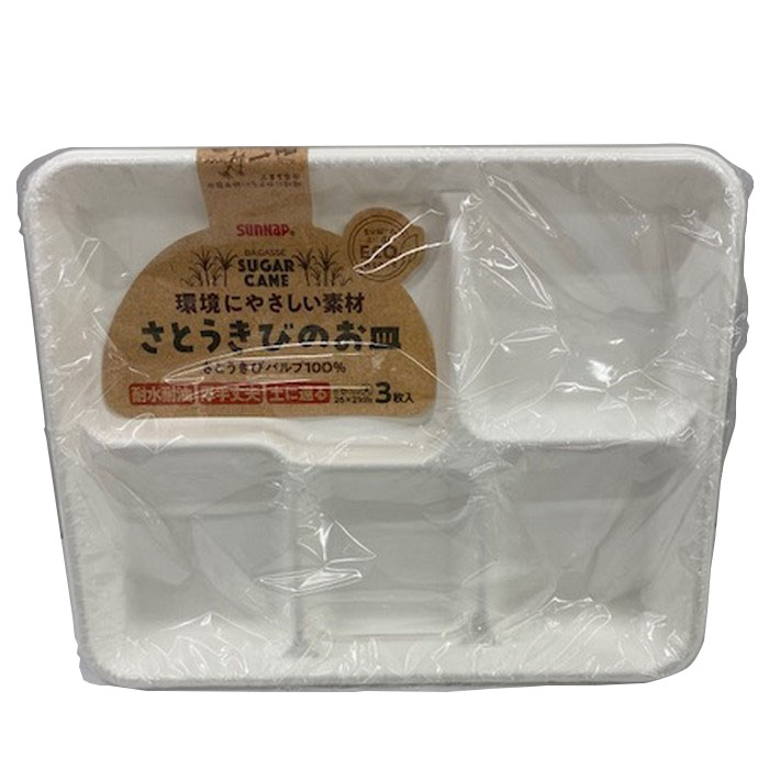 さとうきびのお皿仕切り付大 3枚