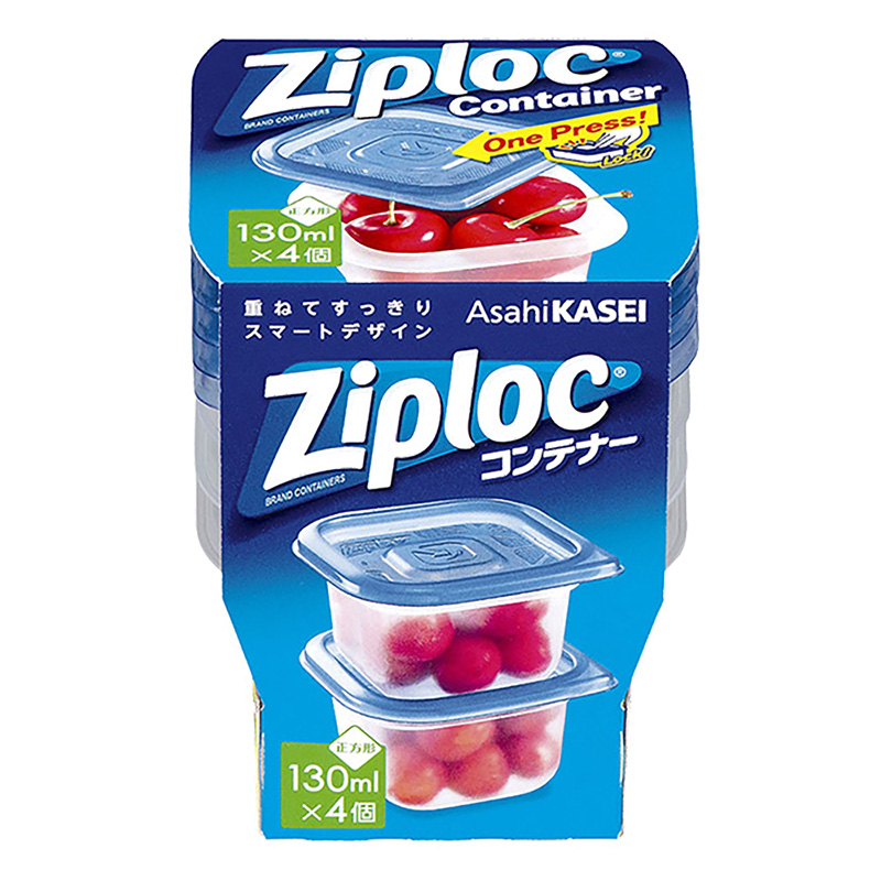 ジップロックコンテナー 正方形 130mL×4ケ