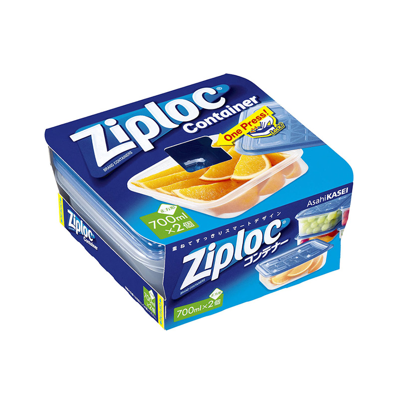 ジップロックコンテナー 正方形 700mL×2個