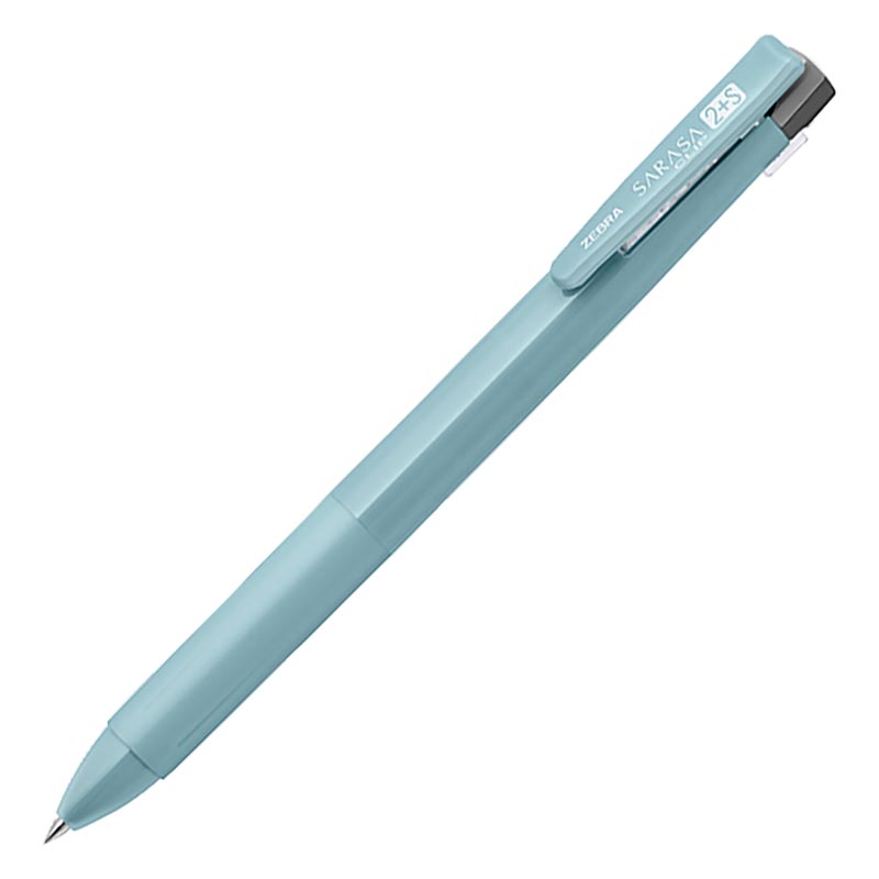 サラサクリップ 2色ジェルボールペン(黒・赤)0.4mm+シャープ0.5mm ミストブルー