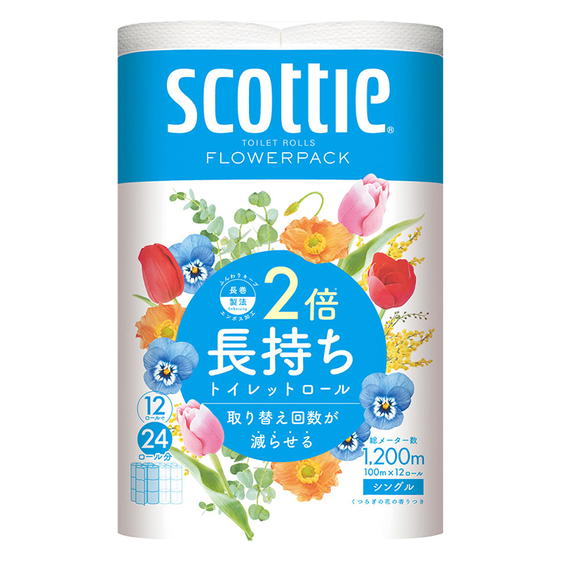 スコッティ フラワーパック 2倍長持ち12ロール(シングル)くつろぎの花の香り
