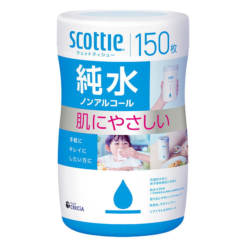 スコッティ ウェットティシュー 純水 ノンアルコール 150枚
